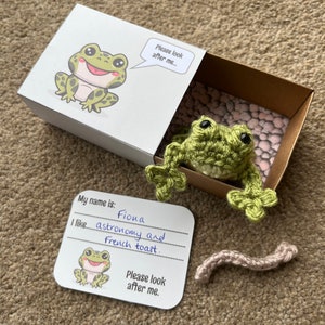 Modèle au crochet Matchbox sans couture, avec boîte imprimable et carte de visite