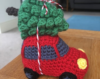 Driving Home for Christmas, Car with Tree Crochet Pattern