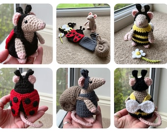 Modèle au crochet pour tenues Bug Mousefits, abeille, coccinelle et escargot