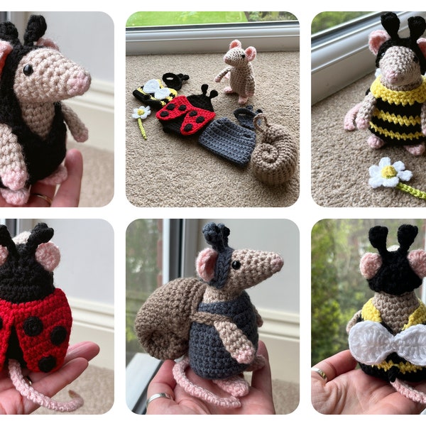 Bug Mousefits, Bee, Ladybird & Snail Outfits Crochet Pattern