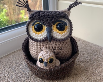 Owl with Hatching Owlet Crochet Pattern