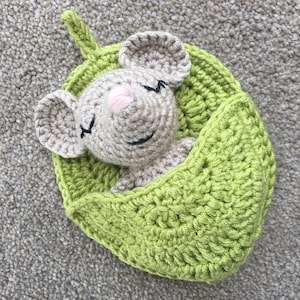 Mouse in a Leaf Sleeping Bag Crochet Pattern image 1