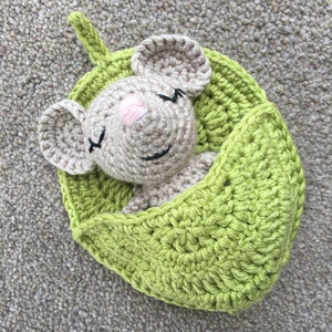 Mouse in a Leaf Sleeping Bag Crochet Pattern