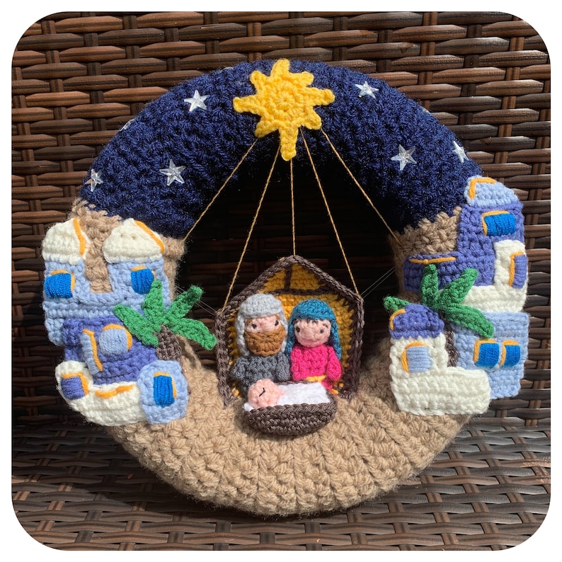 Bethlehem Nativity Wreath Crochet Pattern image 1