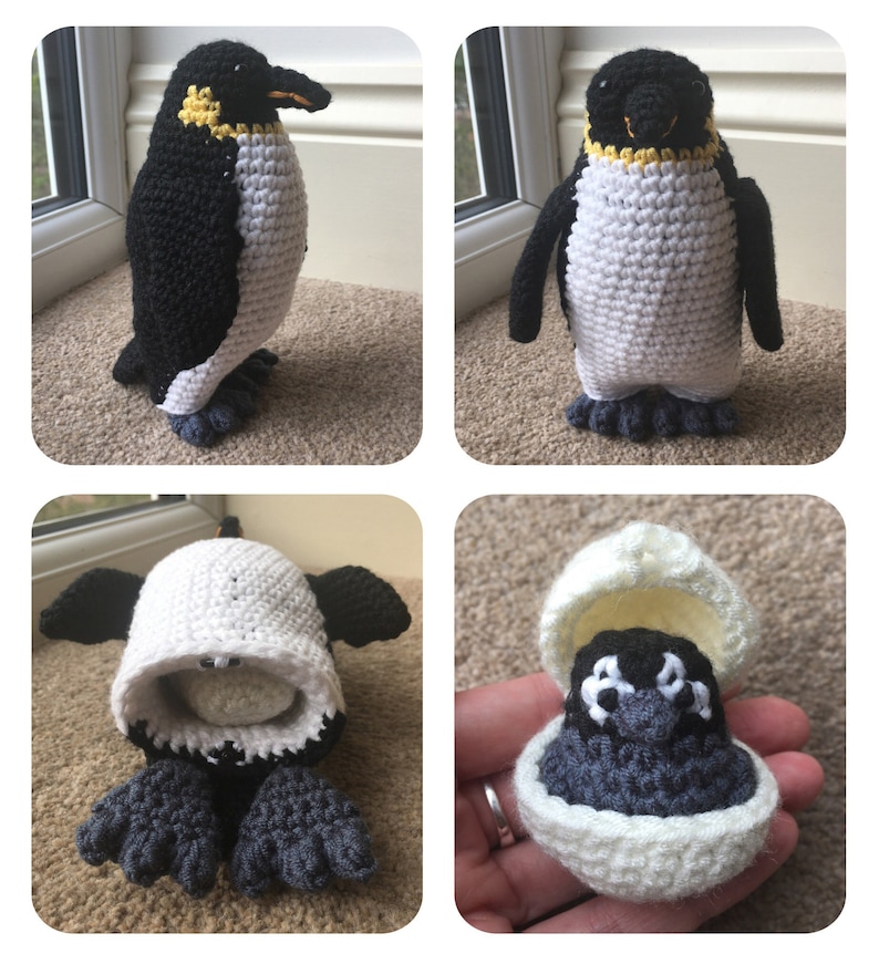 Laying Emperor Penguin & Chick Crochet Pattern image 1