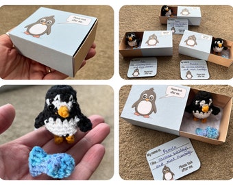 No-Sew Matchbox Pet Penguin Crochet Pattern, with Printable Box & Name Card