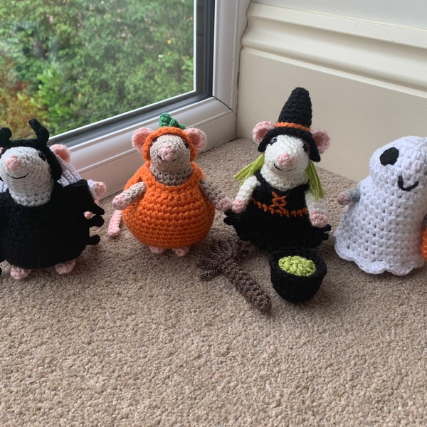 Halloween Mousefits - Spider, Pumpkin, Witch & Ghost Crochet Pattern