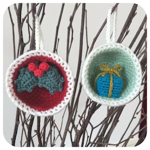 Christmas Bauble Ornaments, Gift & Holly Crochet Pattern
