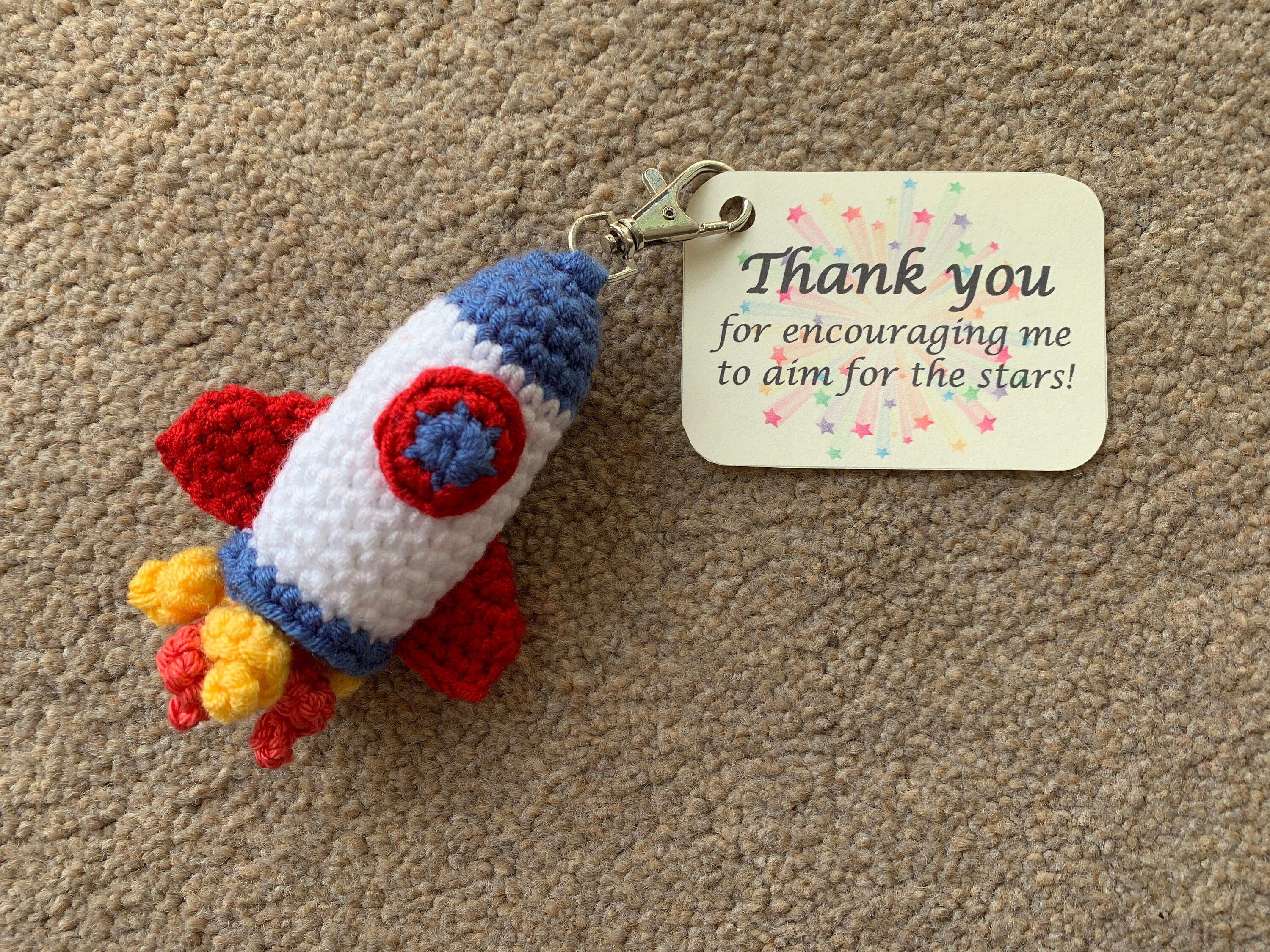 Thank You Teacher: Bird, Rocket & Flower Keychains Crochet Pattern