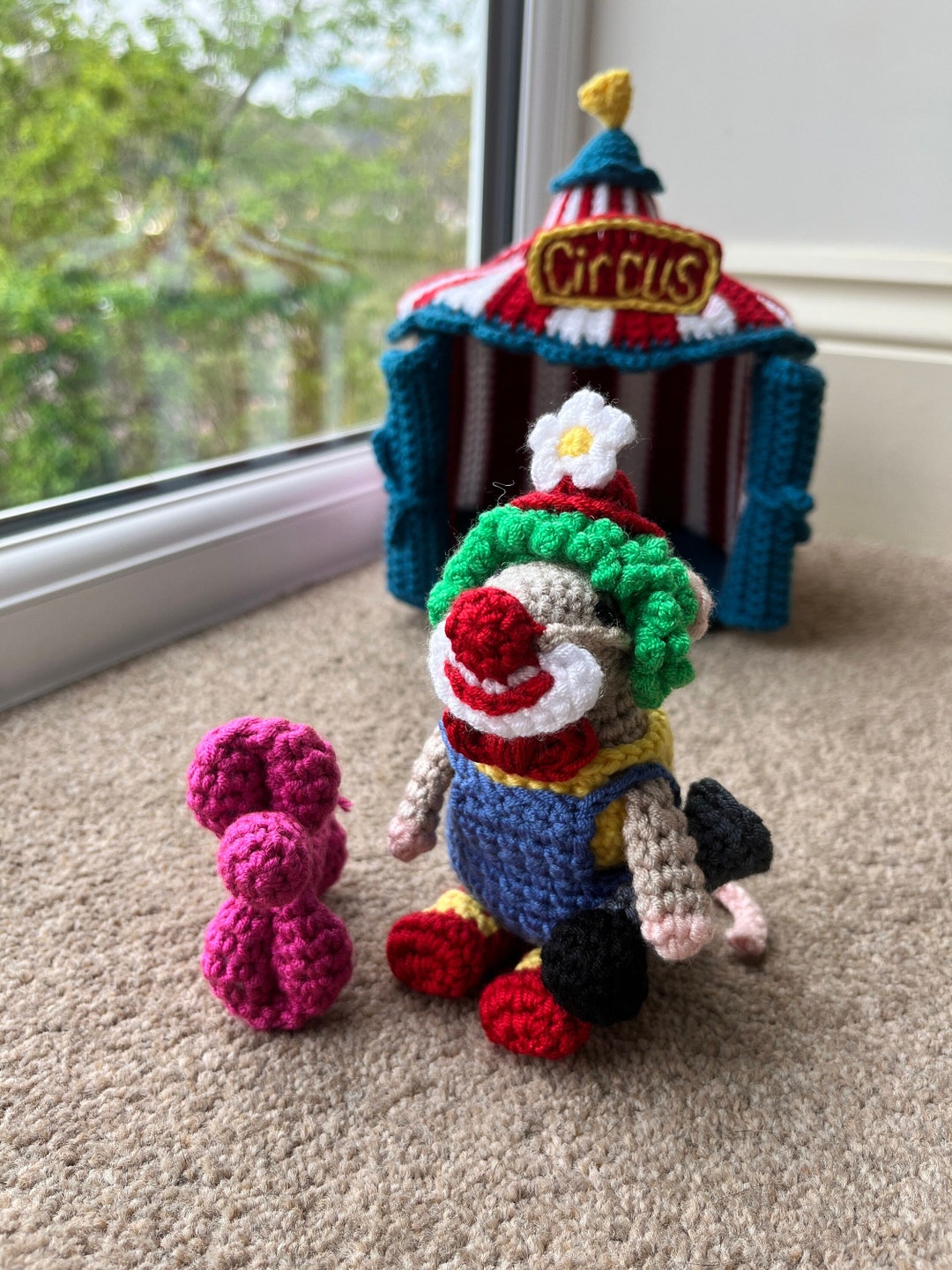 Crochet Yarn Clown with button eyes and outfit - Homemade 15