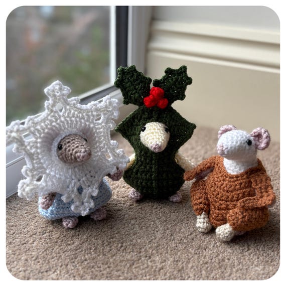 Weihnachten Mousefits Set 4, Schneeflocke, Stechpalme & Trkei Outfits  Hkelanleitung - Etsy sterreich