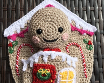 Gingerbread Man in a Gingerbread House Crochet Pattern