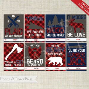 Lumberjack Valentine&#39;s Day Cards  .  Kids Valentines Cards  .  Boy Classroom Valentines  .  Printable Valentines  .  Instant Download  .