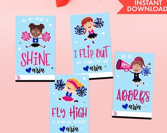 Bewerkbare Cheer Valentijnsdag klaskaarten, Cheerleading Kids' Valentines, Instant Download