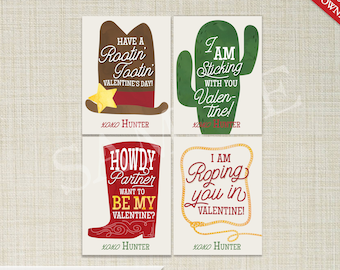 Editable Western Valentine's Day Cards, Instant Download