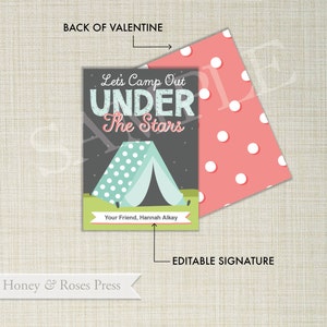 Camping Valentine's Day Cards . Camper Valentines . Kids Valentines Cards . Printable Valentines . Instant Download image 2