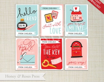 Love Letter Valentine's Day Cards . Printable Valentines . Instant Download