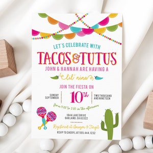 Editable Tacos and Tutus Shower . Fiesta Baby Shower Invite . Mexican Themed Shower .  Couples Baby Shower . Instant Download