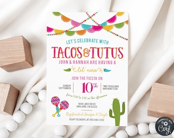 Editable Tacos and Tutus Shower . Fiesta Baby Shower Invite . Mexican Themed Shower .  Couples Baby Shower . Instant Download