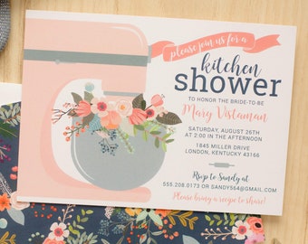 Editable Stock-the-kitchen Floral Bridal Shower Invitation, Instant Download