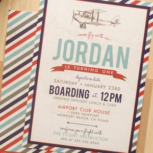 Editable Vintage Airplane Invitation  . Vintage Plane Invite . Boy Birthday Invitation . Airplane Invite . Instant Download