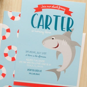 Fintastic Cute Shark Party Invitation, Editable Instant Download