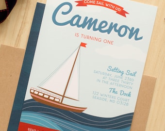 Editable Sailing on a Lake Nautical Birthday Invitation, Instant Download