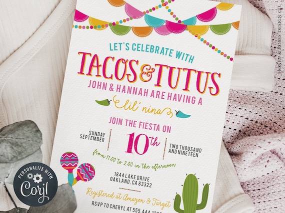 Tacos and tutus baby shower decorations cheap