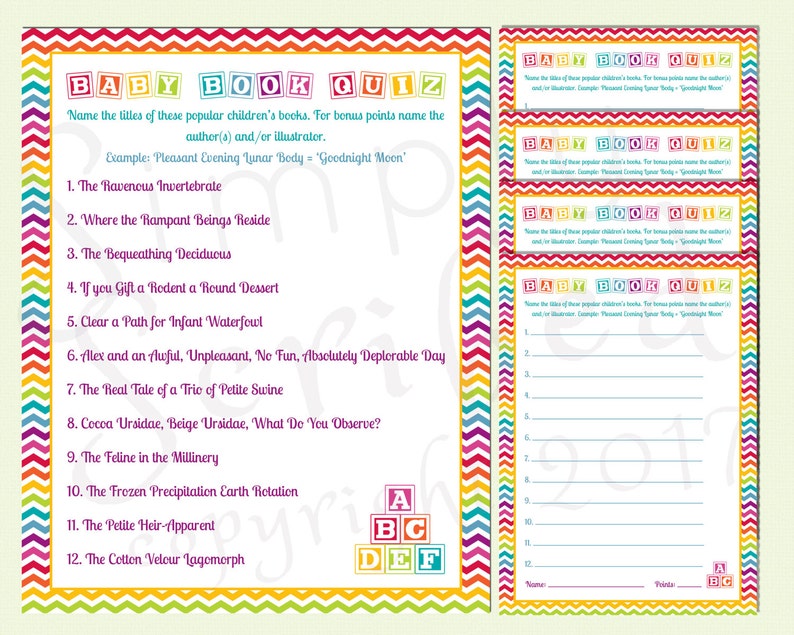 Printable Youngster Shower Recreation - Little one Guide Quiz - Rainbow picture regarding Printable Baby Book named Printable Boy or girl Shower Activity - Boy or girl E book Quiz - Rainbow
