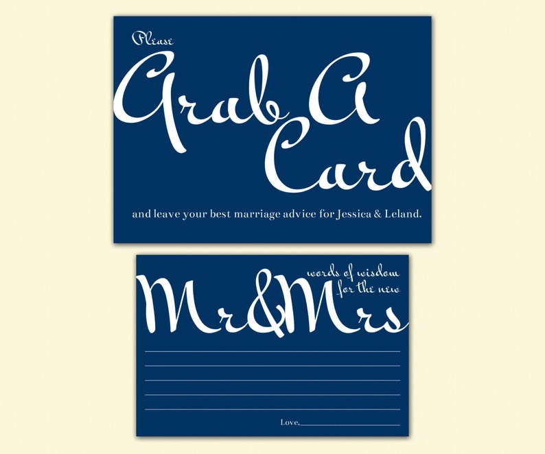 Printable Wedding Guest Book Cards Advice for the New Mr & Etsy