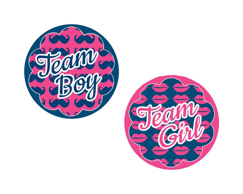 printable team boy and team girl stickers gender reveal etsy