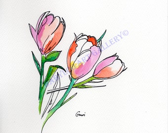 Tulipes - Dessin à l’encre