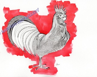 Rooster - Ink Drawing