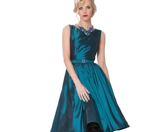 teal blue long dress