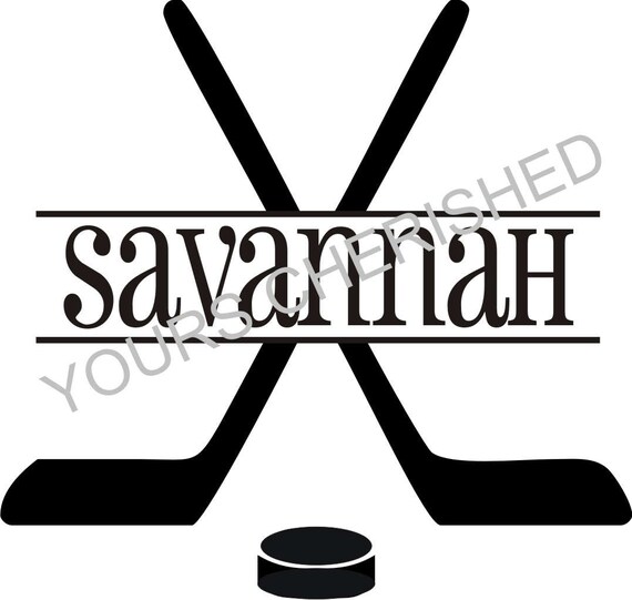 Split Monogram Crossed Hockey Sticks Puck Svg Cut Etsy