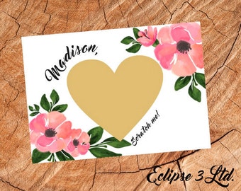 Bridesmaid Proposal Card: Floral Scratch Off Card