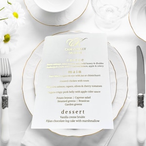 Bruiloftsmenu Goudfolie, Folie Bedrukte Bruiloftsmenukaart Gepersonaliseerde Dinermenu Barmenu voor Evenementen en Bruiloften Rose Gouden Bruiloftsmenukaart