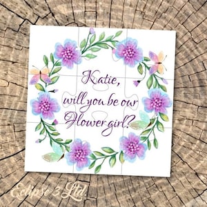 Will You Be my Flower girl gift Be my junior bridesmaid card Asking Flower Girl Proposal puzzle personalized Jigsaw flower girl invitations