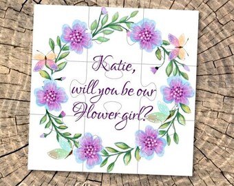 Personalized Flower Girl Proposal Puzzle: Bridesmaid Invitation Gift