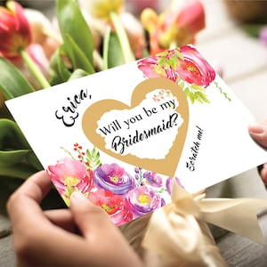 Cadeaux de proposition de demoiselle d'honneur Serez-vous ma carte à gratter de demoiselle d'honneur Invitations de mariage Demander un cadeau de demoiselle d'honneur Carte de proposition de demoiselle d'honneur