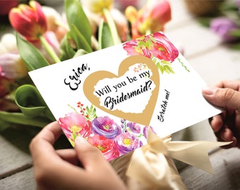 Bridesmaid Proposal Scratch-Off Card: Floral Wedding Invitation