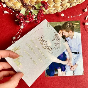 Foil Vellum Save the Date: Modern Photo Wedding Announcement