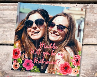 Bridesmaid photo gift Personalized puzzle Will you be my bridesmaid gift proposal Maid of Honor gift puzzle Ask Flower girl gift jigsaw card