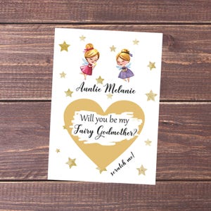 Godmother proposal Will you be my Godmother gift Fairy Godmother gift card Asking Godmother scratch off card Godparent proposal scratch card