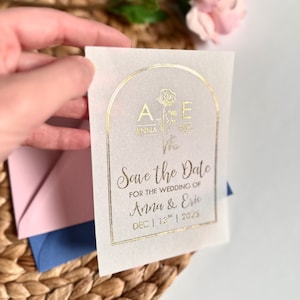 Custom Vellum Wedding Invitations, Personalized Vellum Invitations, Envelopes Included Vellum Invites, Vellum Wedding Announcement Rose Gold