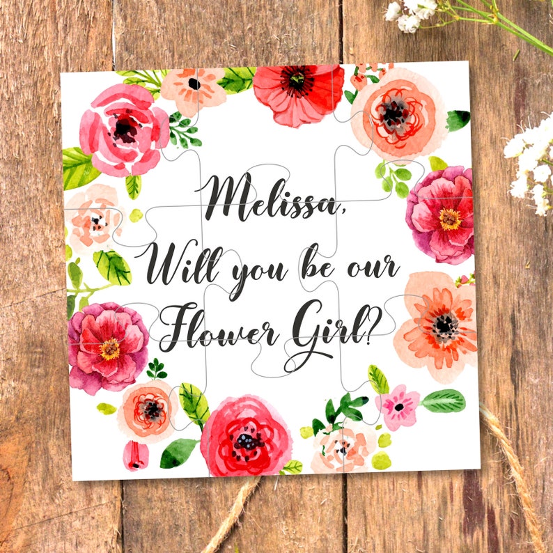 Will You Be my Flower girl, Will You Be our Flower girl, Ask Flower Girl, Flower Girl gift, Flower girl Puzzle, Flower girl jigsaw, proposal image 1