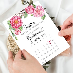 Bridesmaid Proposal Calendar, Bridesmaid Calendar Card, Save The Date, Will you be my Bridesmaid wedding date card, Wedding Invitation