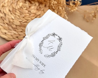 Chiffon Ribbon Vow Books Set of 2 | Bride and Groom Vows | Deckle Edge