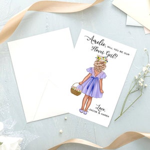 Custom Flower Girl Proposal Card: Personalized Shimmer Cardstock