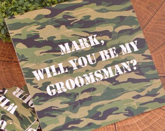 Groomsman gift, Military wedding, Army, Groomsman puzzle, Ask Groomsman, Groomsman card, Best man, Ring bearer, Page boy, Usher, Camouflage